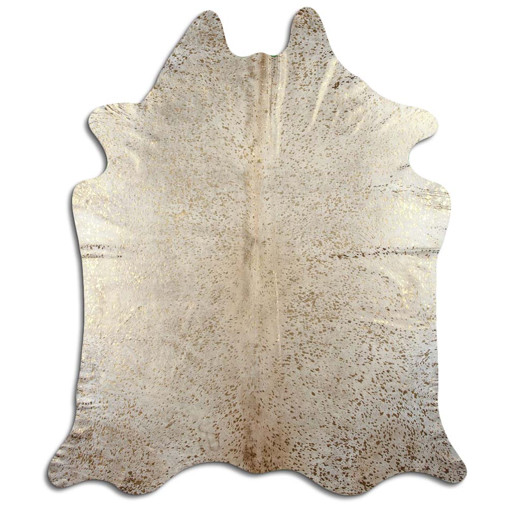 Gold Metallic On White Real Leather Cowhide – Rug Factory Plus