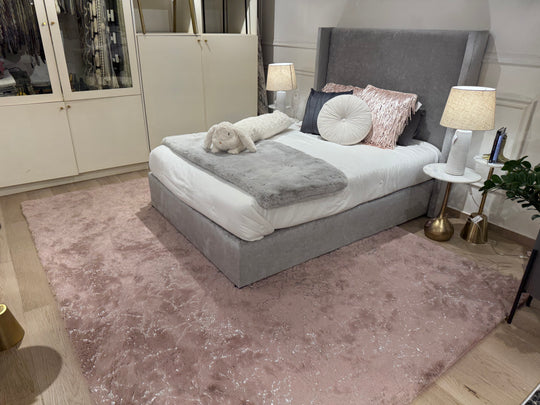 Metallic Area Rug Rose Scattered