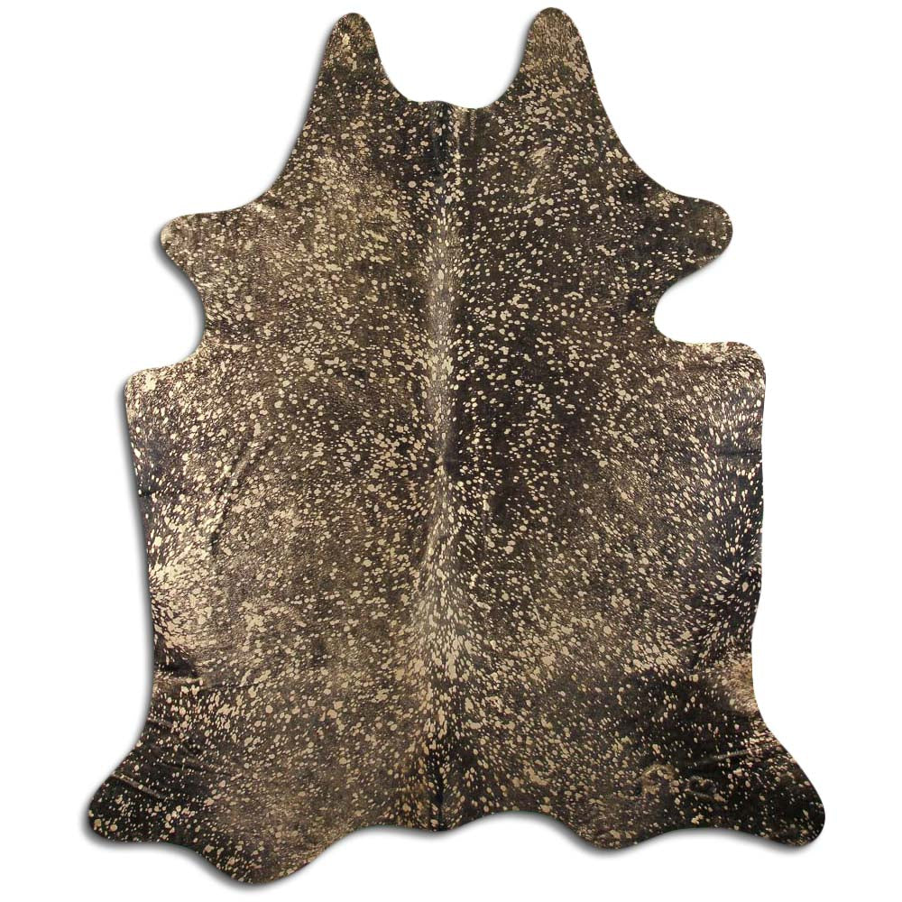 Gold Metallic on Black Real Leather Metallic Cowhide