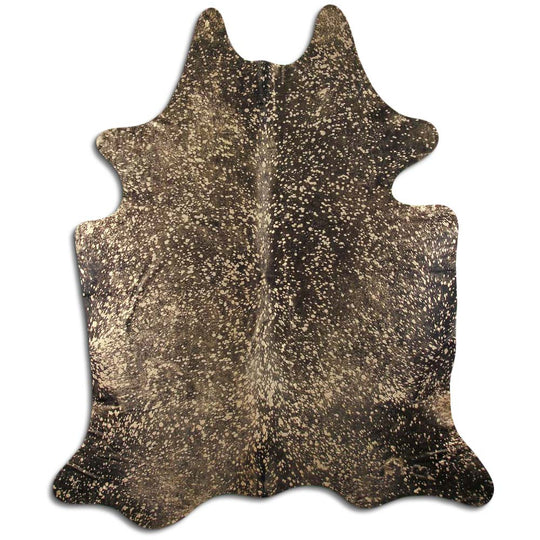 Gold Metallic on Black Real Leather Metallic Cowhide