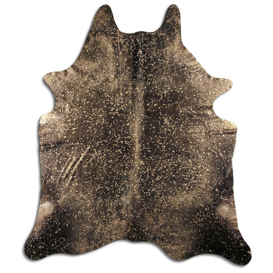 Gold Metallic on Black Real Leather Metallic Cowhide