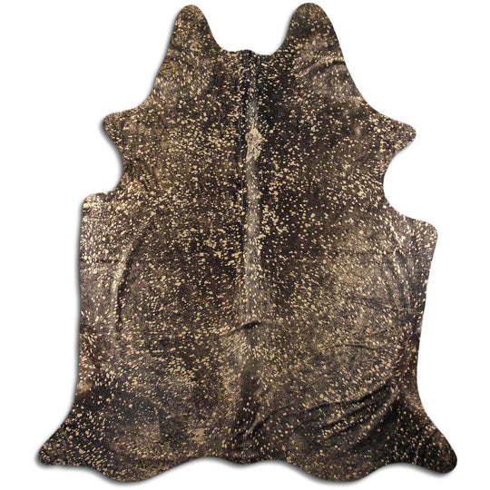 Gold Metallic on Black Real Leather Metallic Cowhide
