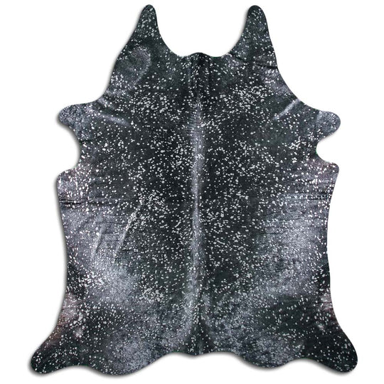 Silver Metallic On Black Real Cowhide