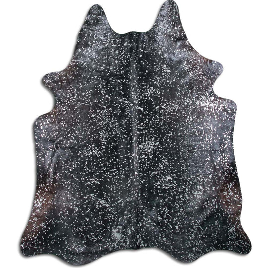 Silver Metallic On Black Real Cowhide