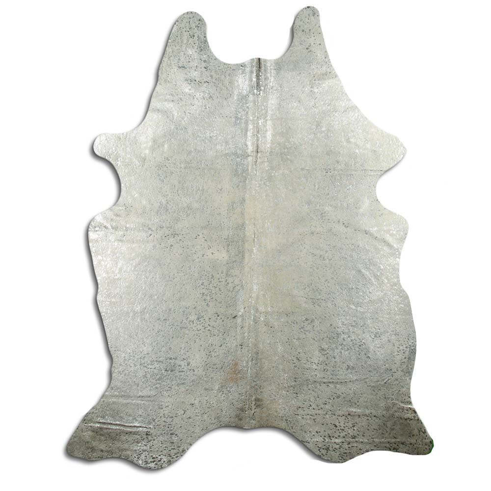 Silver Metallic On White Real Cowhide