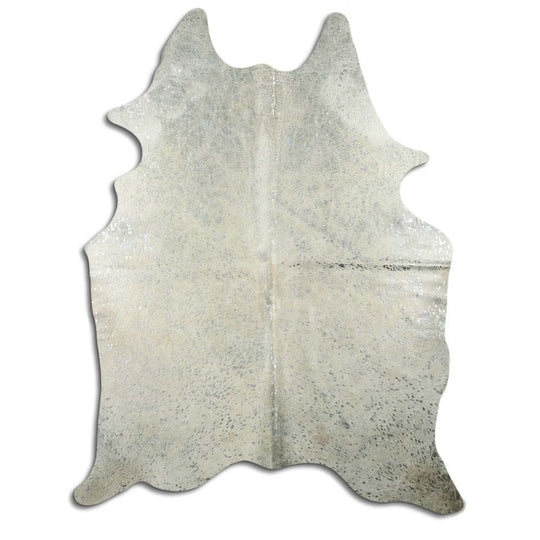 Silver Metallic On White Real Cowhide