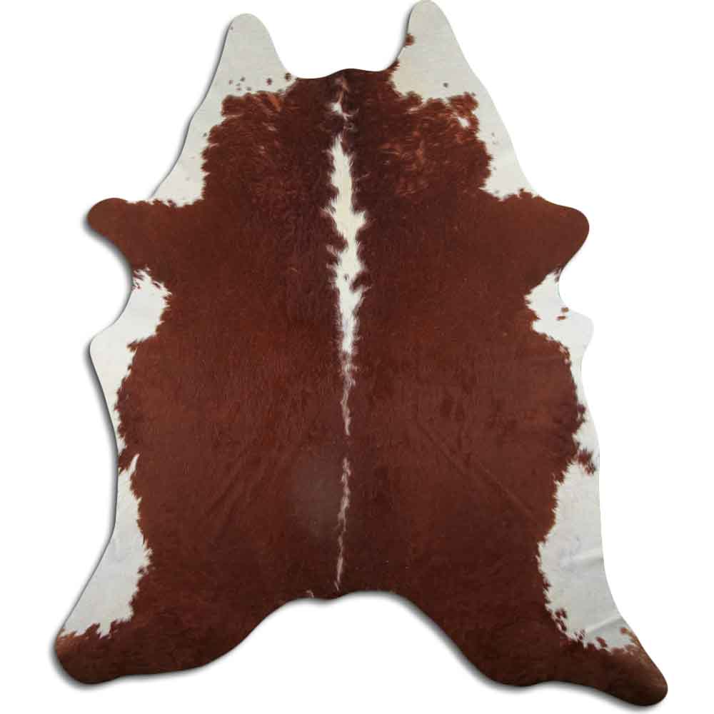 Hereford Brown and White Real Cowhide