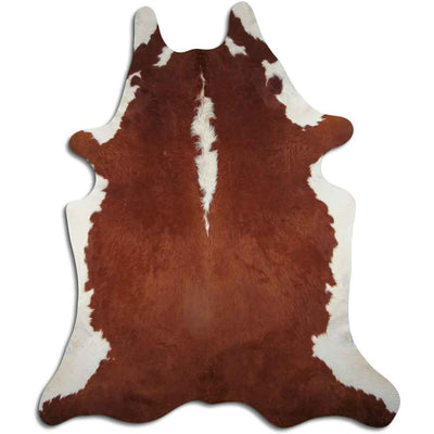 Hereford Brown and White Real Cowhide