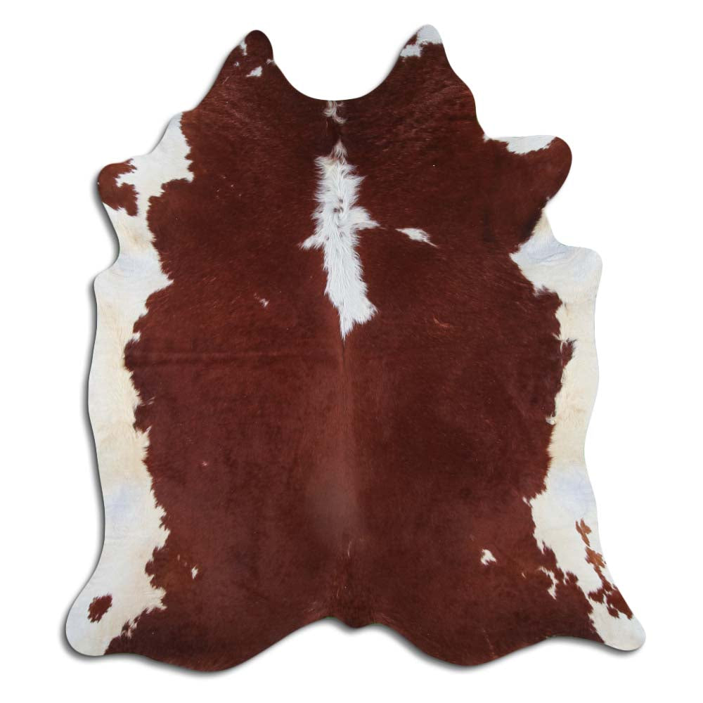 Hereford Brown and White Real Cowhide
