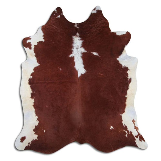 Hereford Brown and White Real Cowhide