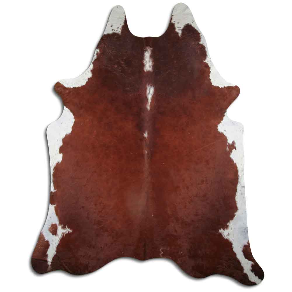 Hereford Brown and White Real Cowhide