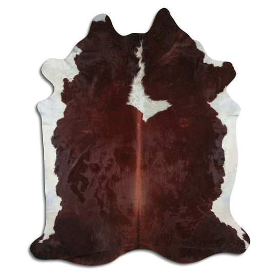 Hereford Brown and White Real Cowhide