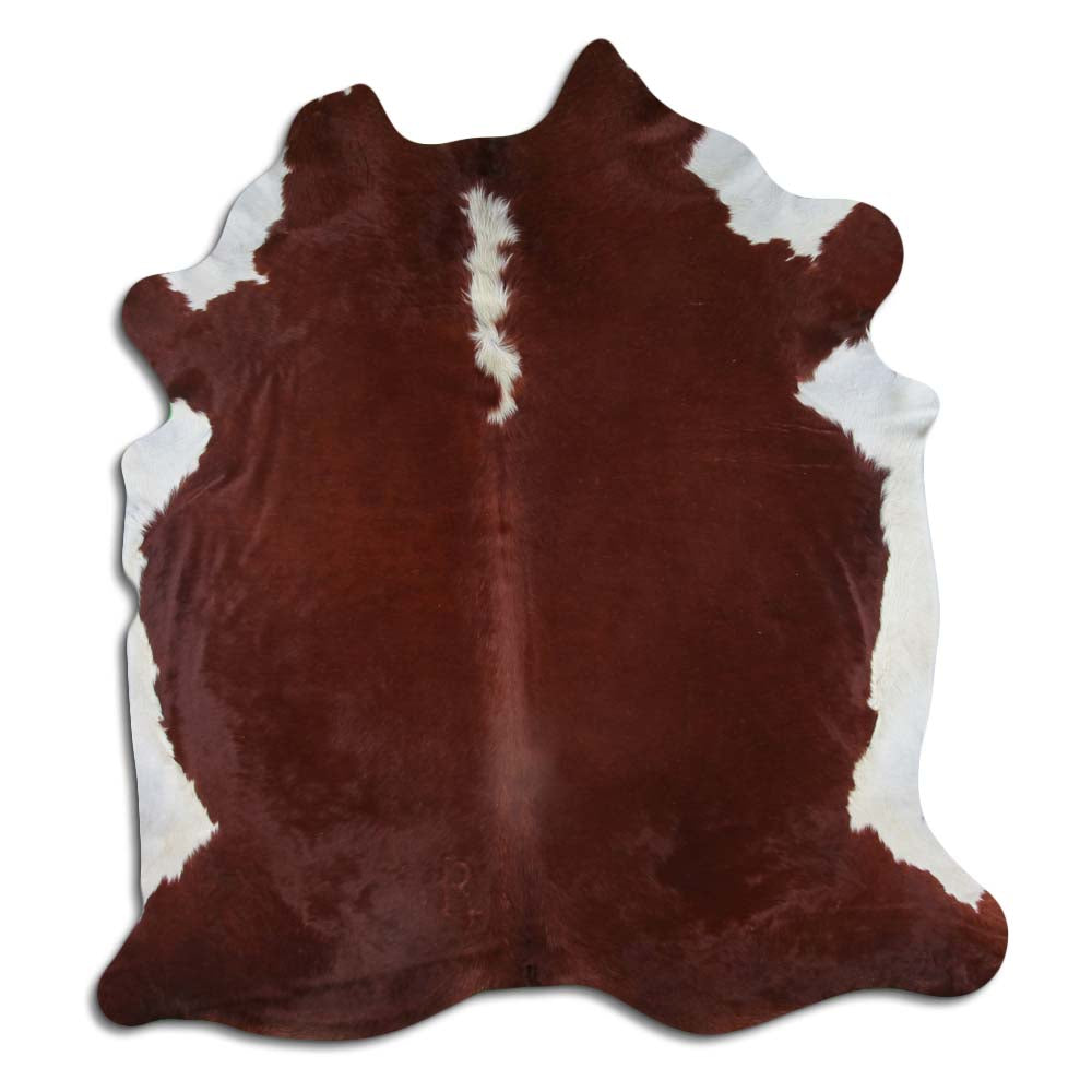 Hereford Brown and White Real Cowhide