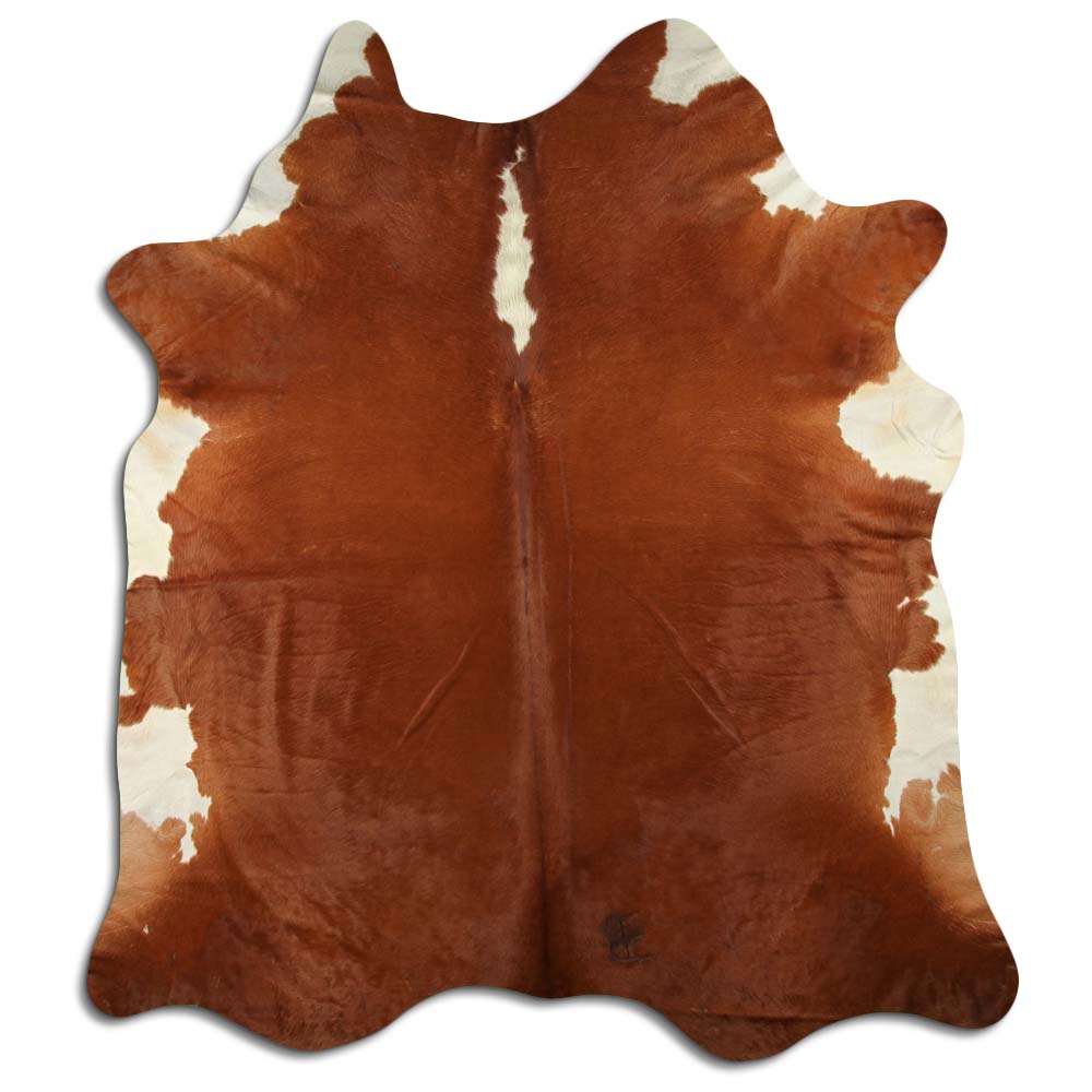Hereford Brown and White Real Cowhide
