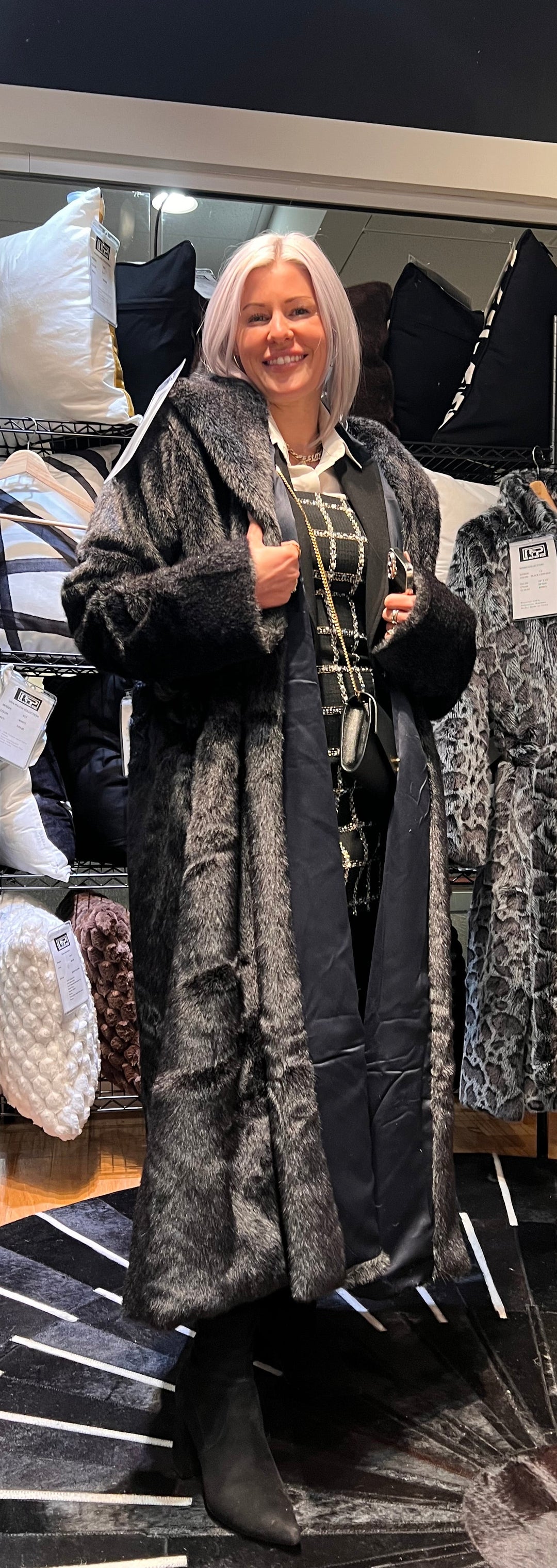 Faux Mink Robe - MINKO 11 Black