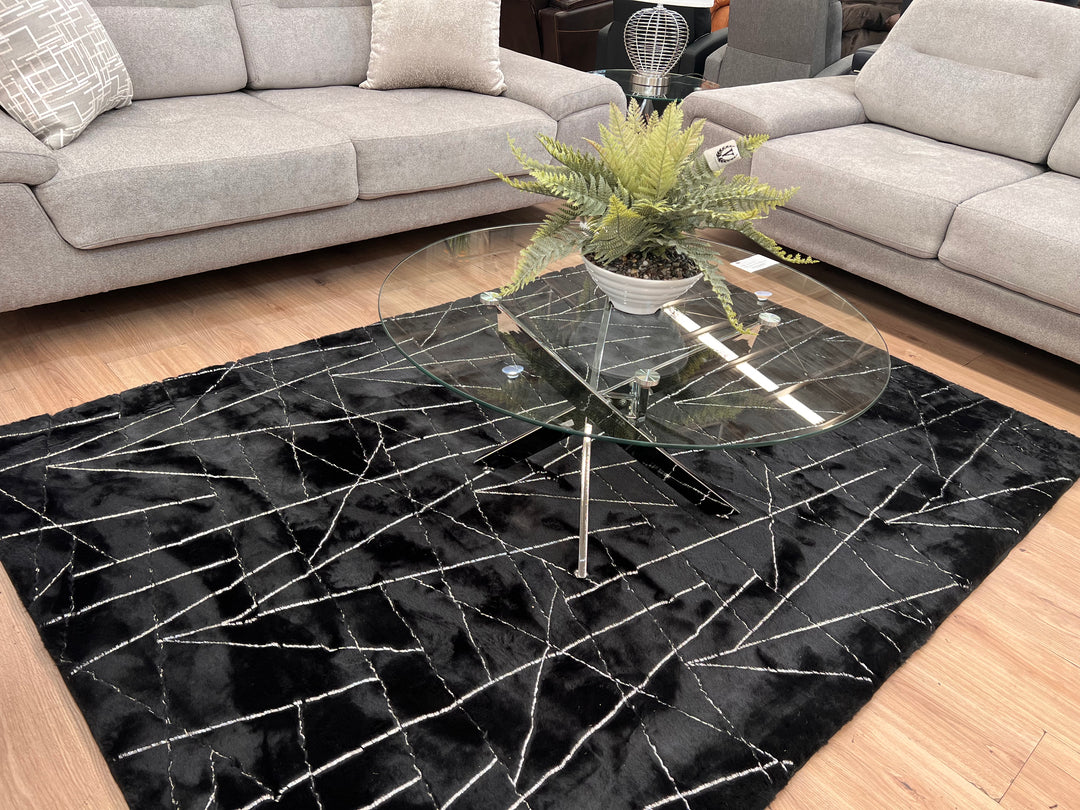 Metallic Area Rug Black Lines – Rug Factory Plus