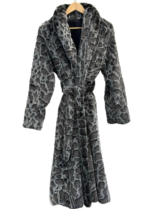 Faux Mink Robe - MINKO 12 Black Leopard