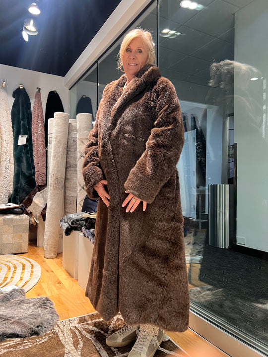 Faux Mink Robe - MINKO 10 Brown