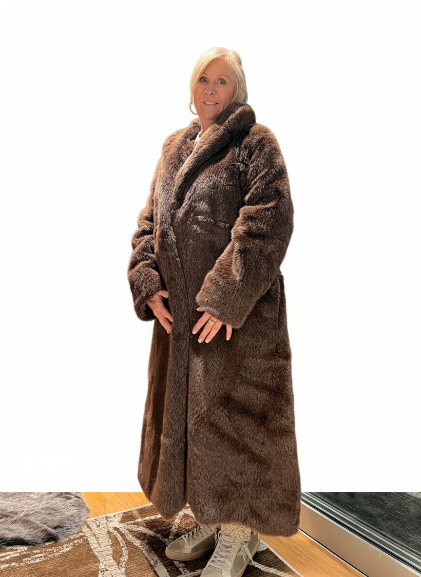 Faux Mink Robe - MINKO 10 Brown