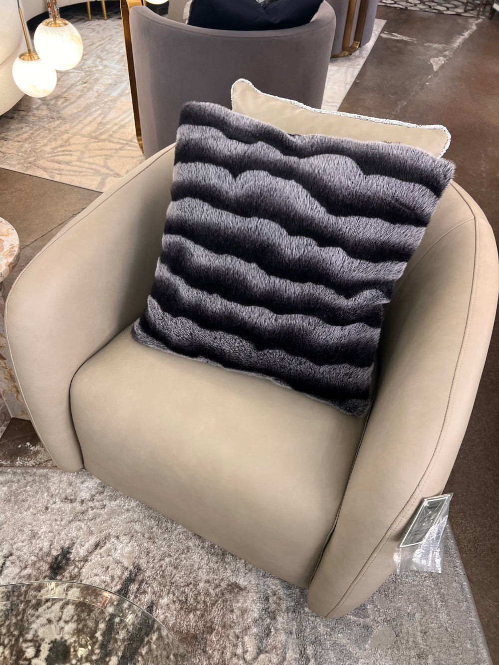 Faux Mink Pillow - MINKO 13 Black Stripe