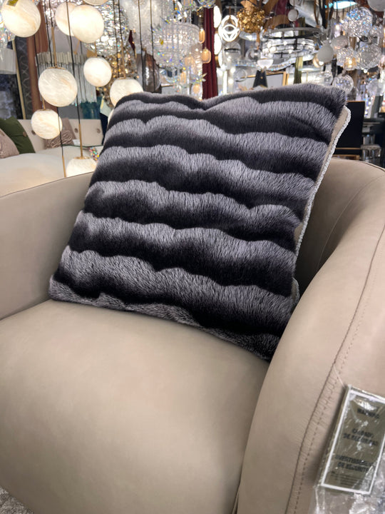 Faux Mink Pillow - MINKO 13 Black Stripe