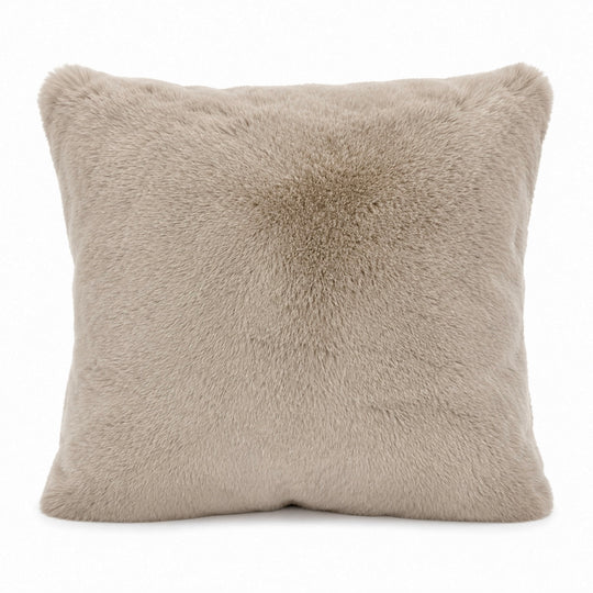 Cozy Mocha fluffy pillow on a white background