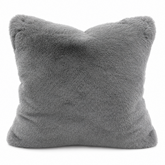 Smokey Gray fluffy pillow on a white background