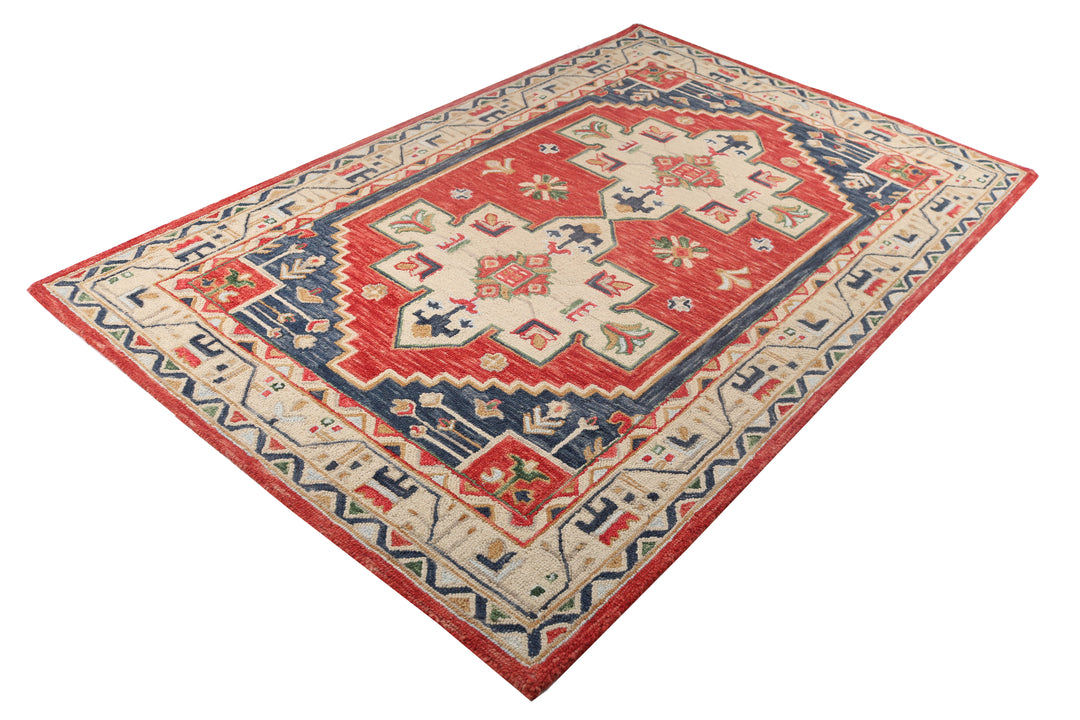 HAND TUFTED AREA RUG RED