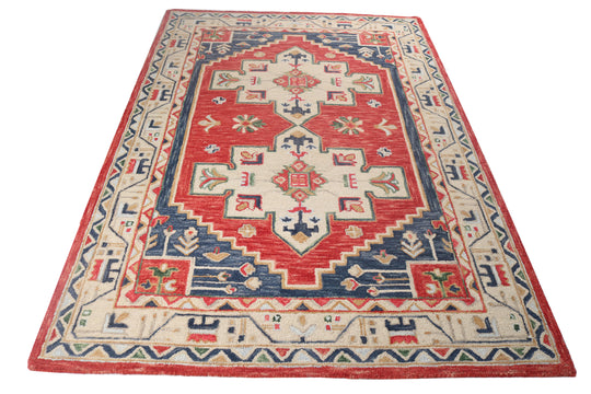 HAND TUFTED AREA RUG RED