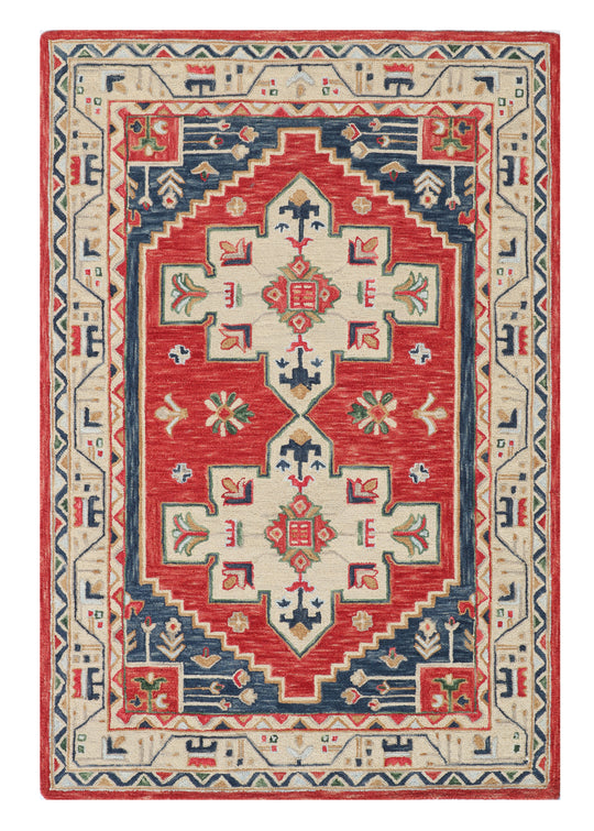 HAND TUFTED AREA RUG RED