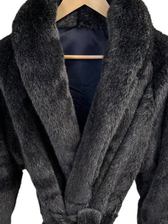 Mink Robe Lady Faux Mink Robe - MINKO 11 Black – Rug Factory Plus