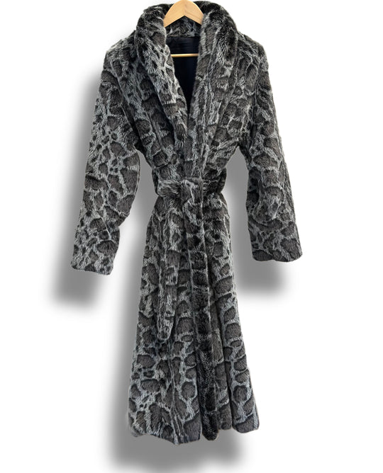 Faux Mink Robe - MINKO 12 Black Leopard