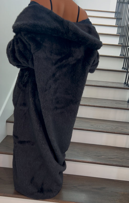 Faux Mink Robe - MINKO 11 Black