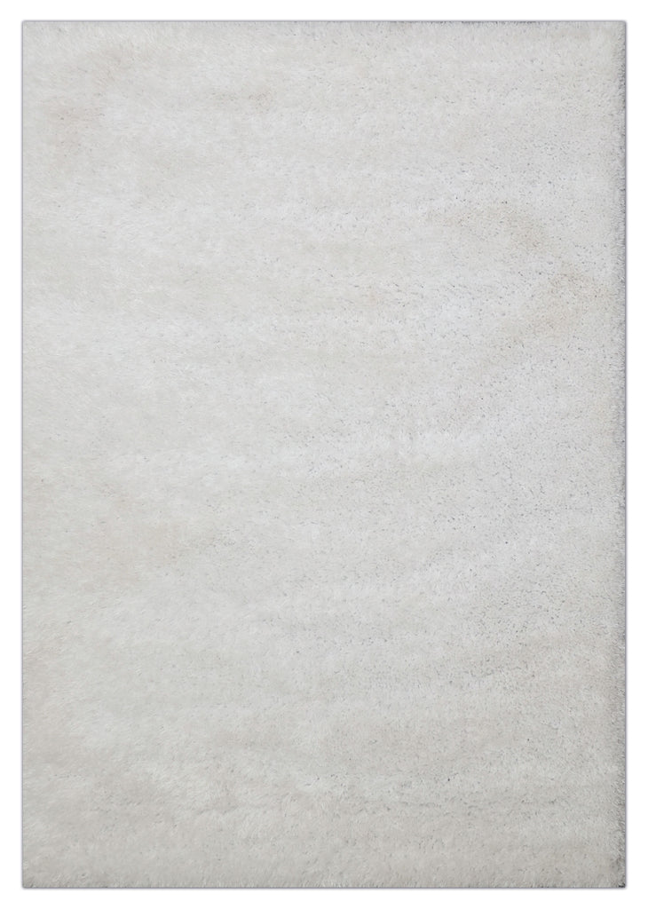 SVS White Shaggy Viscose Solid Hand Tufted Shag Rug | Rug Factory Plus
