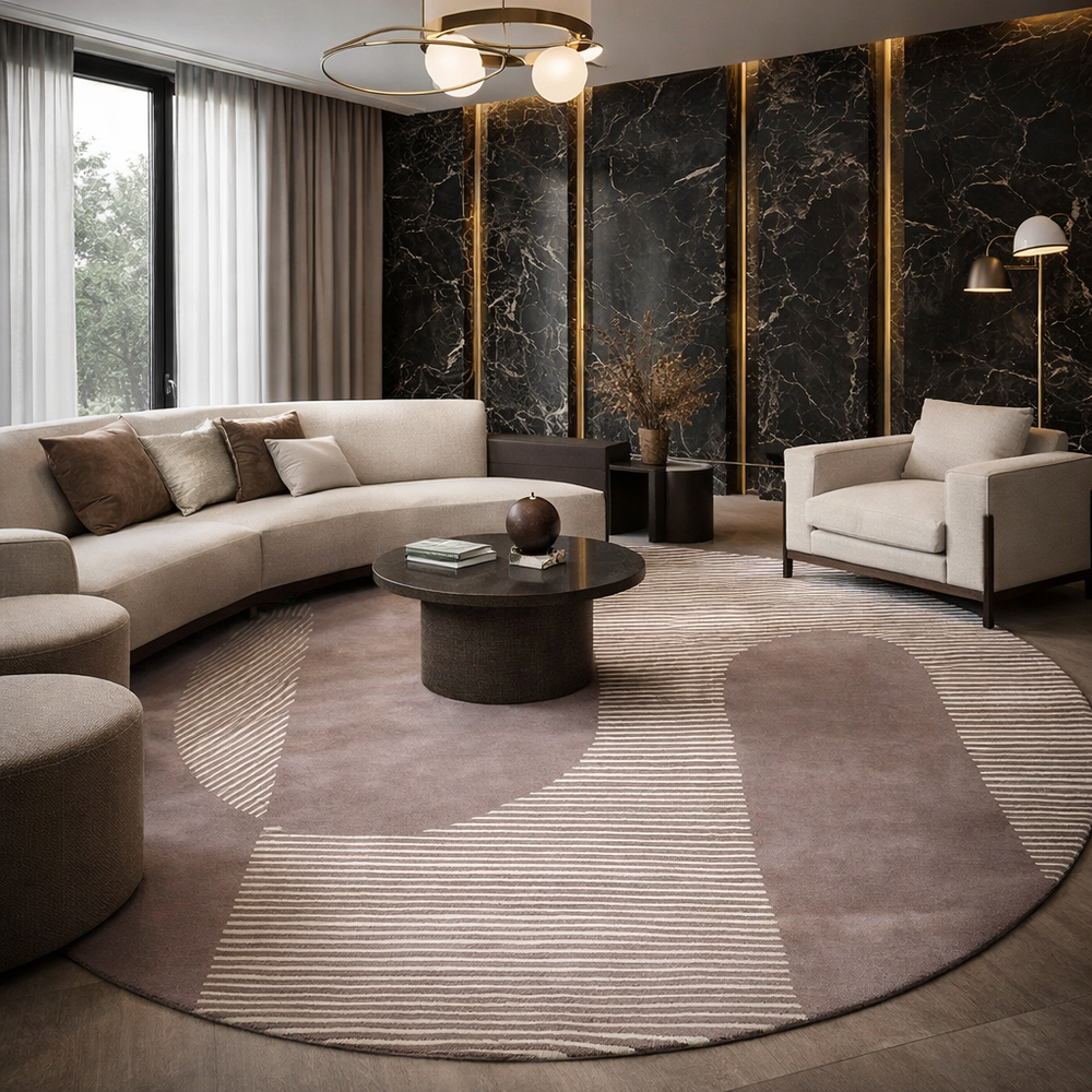 Beluga Tufted Design 61 Ivory Lt. Grey Round