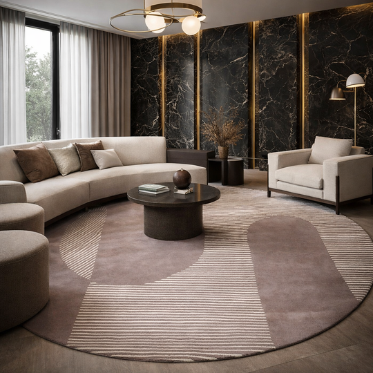 Beluga Tufted Design 61 Ivory Lt. Grey Round
