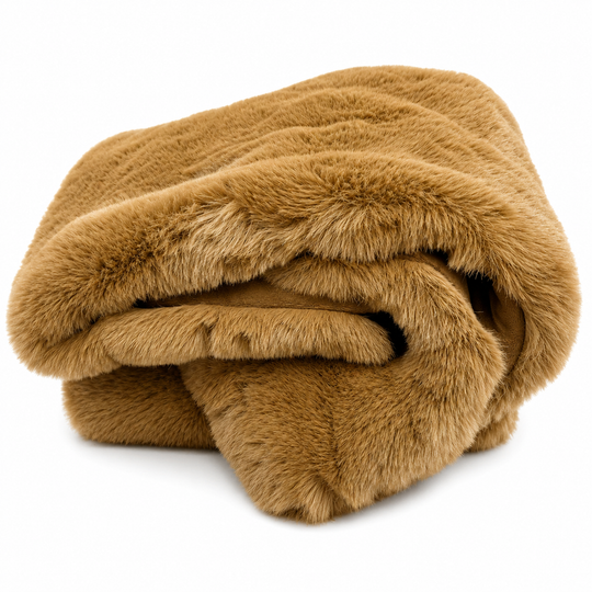copper plush blanket on a white background