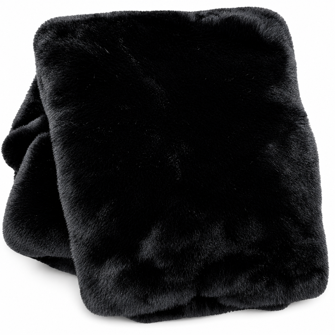 Black fleece blanket on a white background
