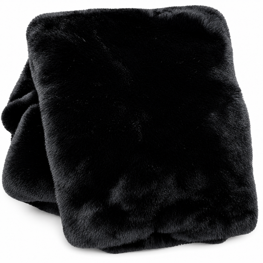 Black fleece blanket on a white background