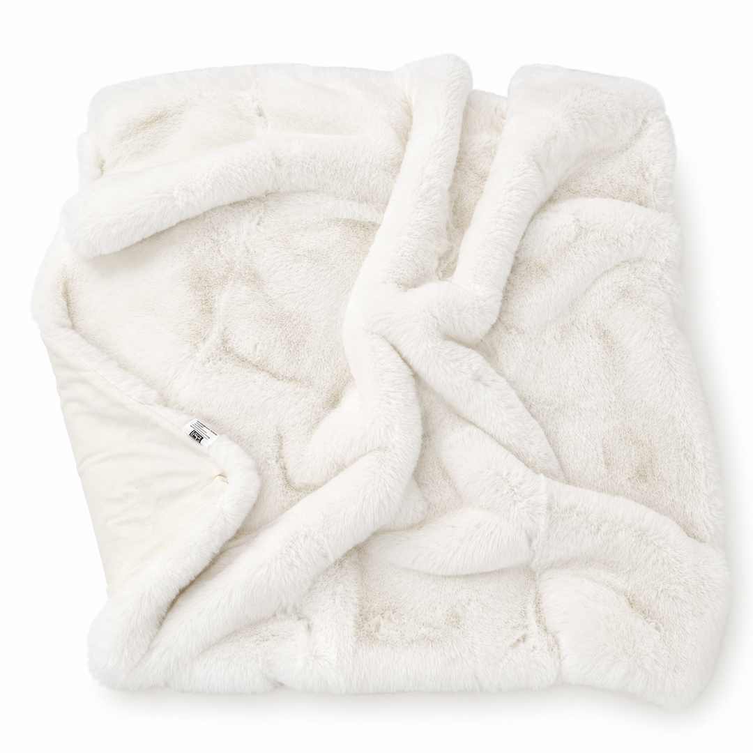 White fluffy blanket on a white background
