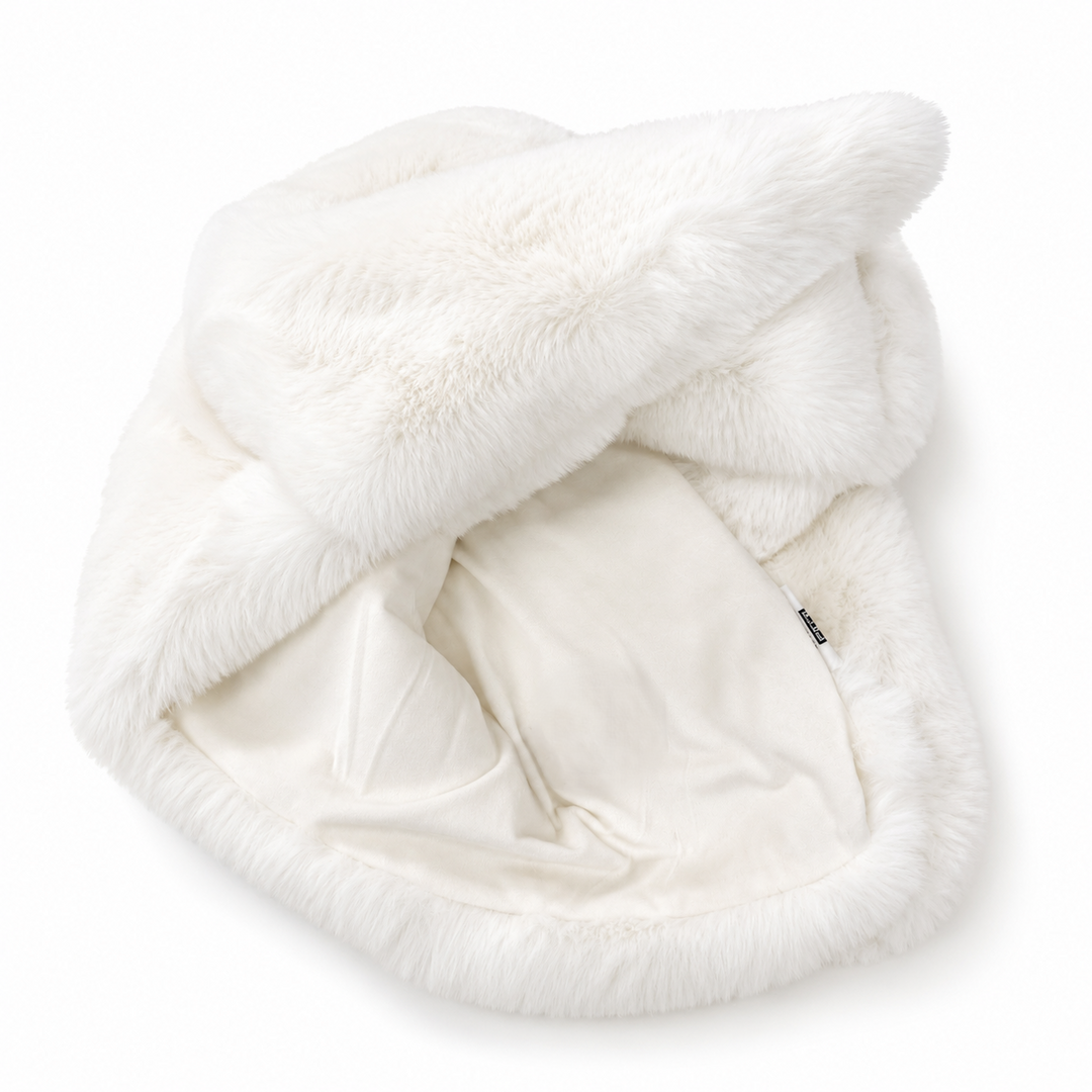 White fluffy blanket on a white background