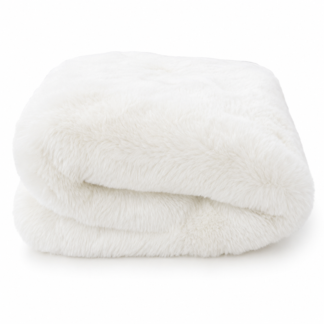 White plush blanket on a white background