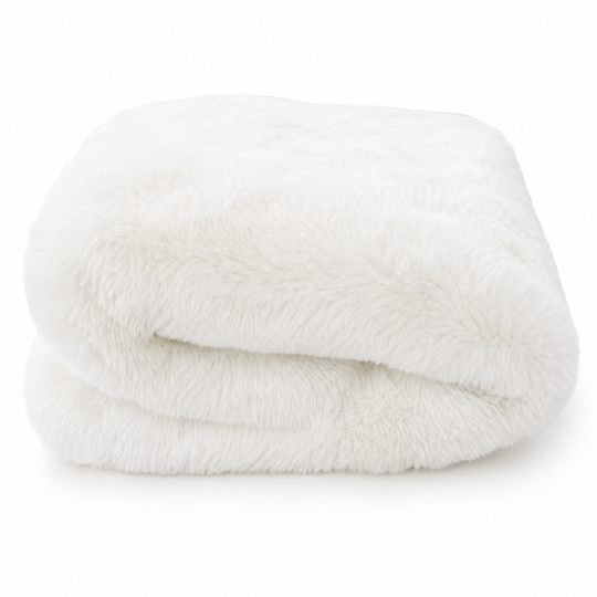 White plush blanket on a white background