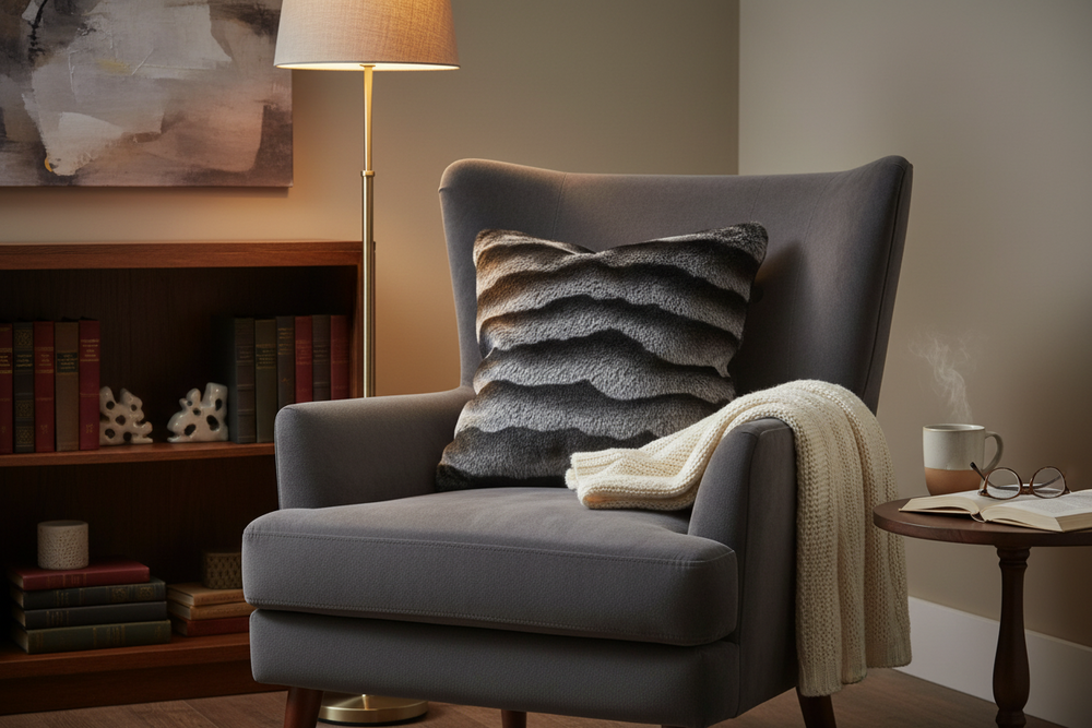 Faux Mink Pillow - MINKO 13 Black Stripe