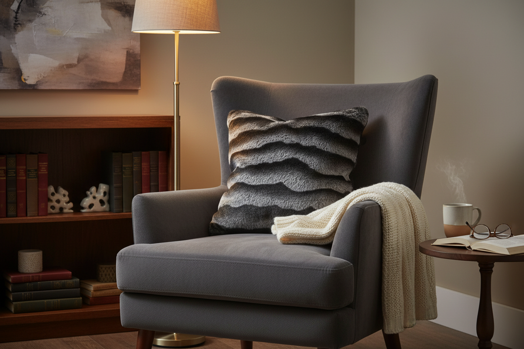 Faux Mink Pillow - MINKO 13 Black Stripe