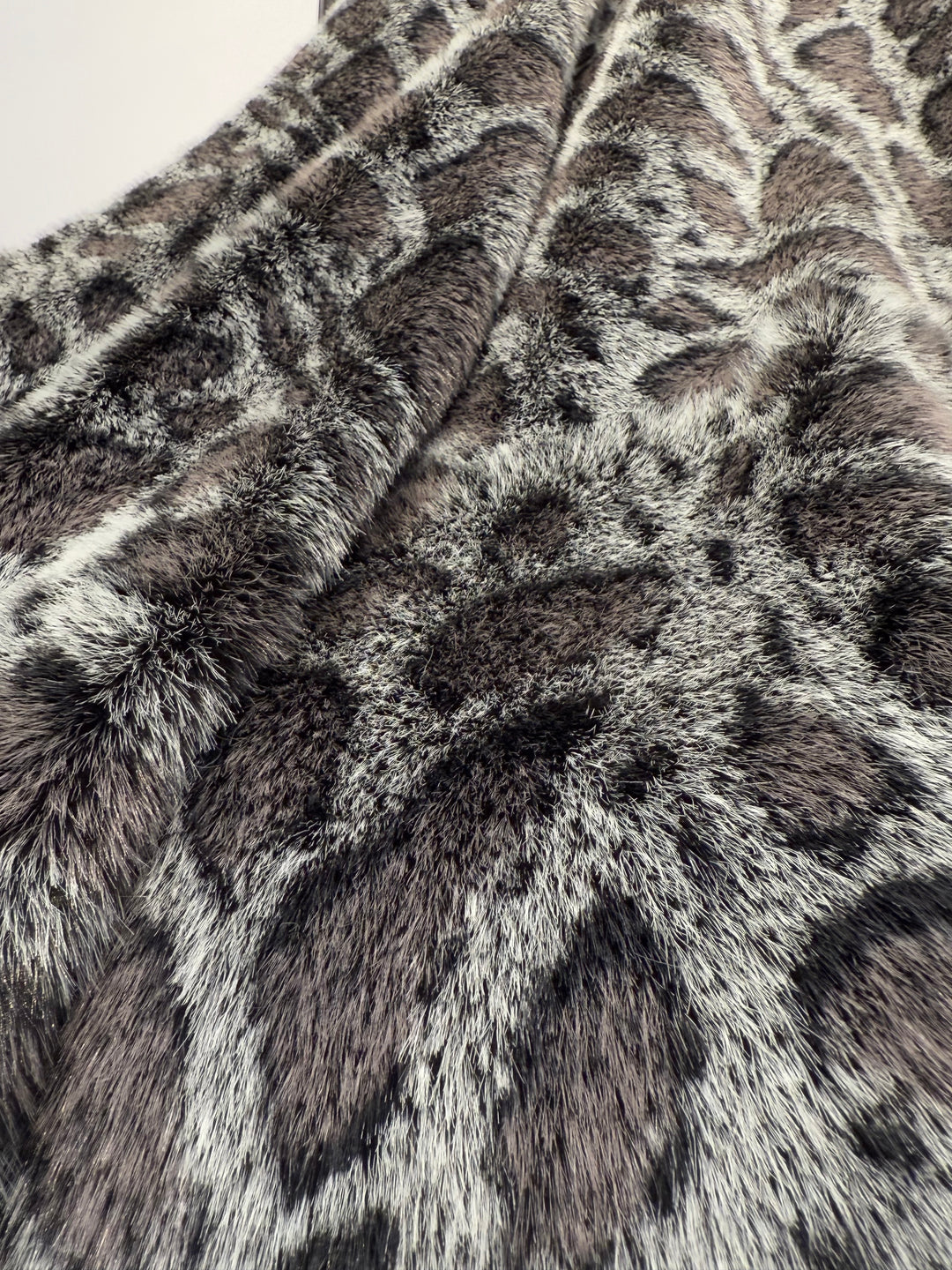 Close-up of a fur texture with a pattern resembling a giraffe's coat.