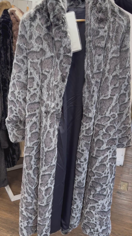 Faux Mink Robe - MINKO 12 Black Leopard