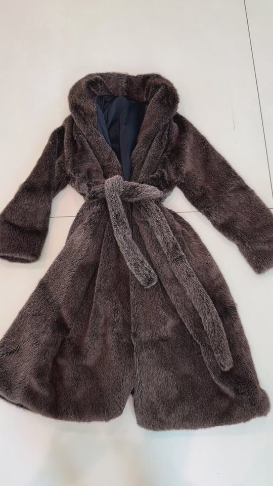 Faux Mink Robe - MINKO 10 Brown