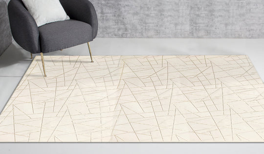 Metallic Area Rug White Lines