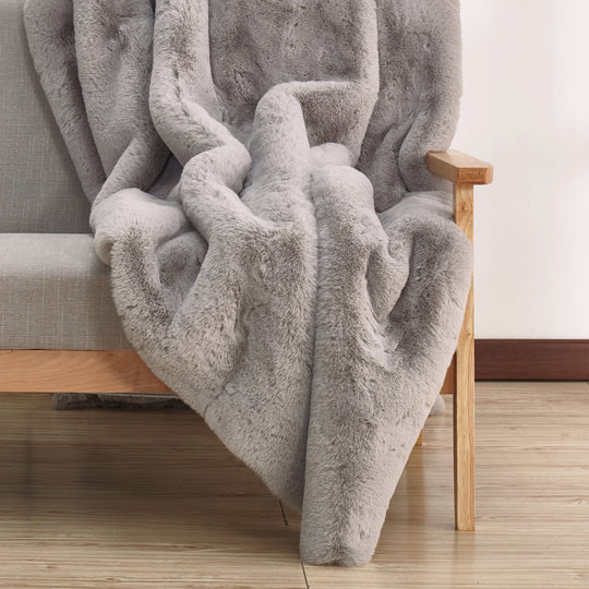 Modern Soft Luxury Chinchilla Feel Faux Fur Throw by Rug Factory Plus - Rug Factory Plus